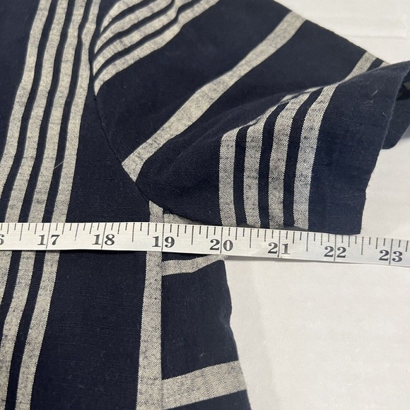 Ace & Jig Sz M Margaret Belted A-Line Midi Dress In Selvedge Blue Stripes - Picture 11 of 11